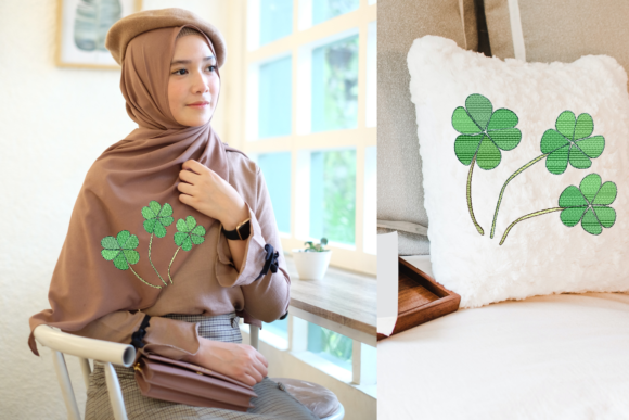 A Delicate Green Clover Leaf Embroidery for Elegant Personalized Gifts