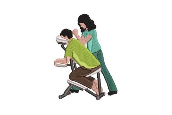 A Professional Review of the Masseur Giving Seated Massage Embroidery Design