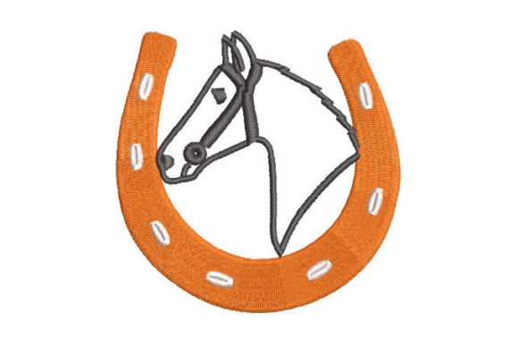 Horseshoe with Horse Embroidery Design for Business Branding